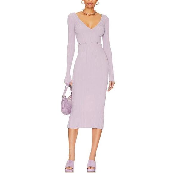 Lpa 'Delaire' Purple Button Off Midi Dress Size XS - Picture 1 of 4